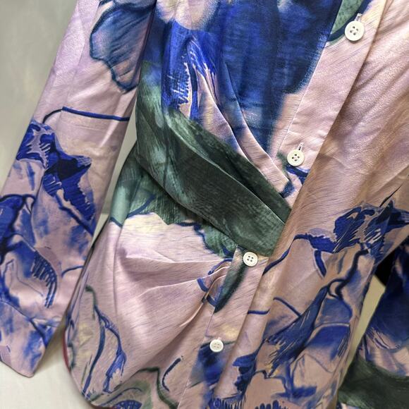 Carlisle Collection Watercolor Cinched Blouse Size 6 Small - Picture 2 of 9